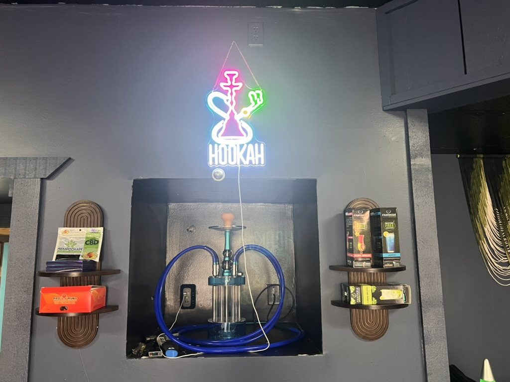 Hookah display and products inside Chilla Smoke
